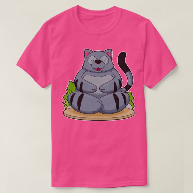 Cat at Yoga Fitness T-Shirt (Design Front)