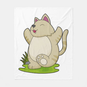 Cat at Yoga Fleece Blanket