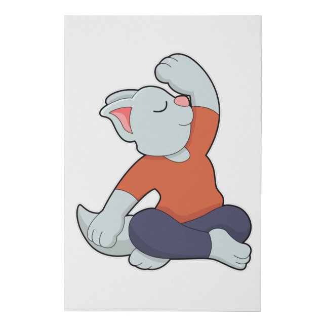 Cat at Yoga in Cross legged Faux Canvas Print (Front)
