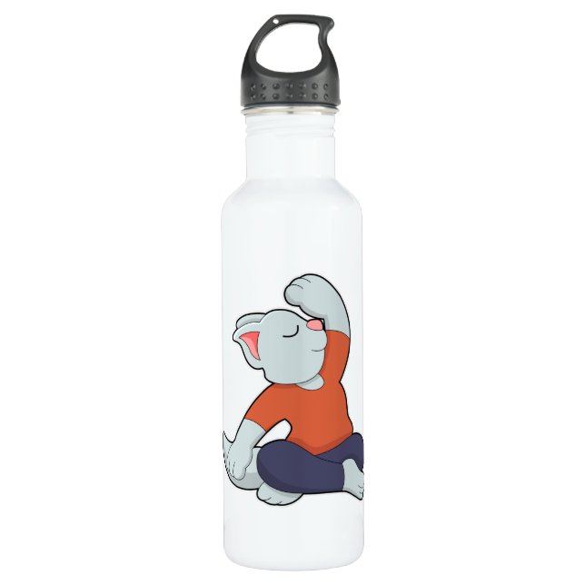 Cat at Yoga in Cross legged Stainless Steel Water Bottle (Front)