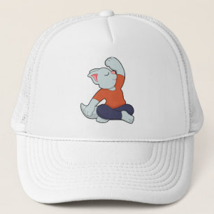Cat at Yoga in Cross legged Trucker Hat