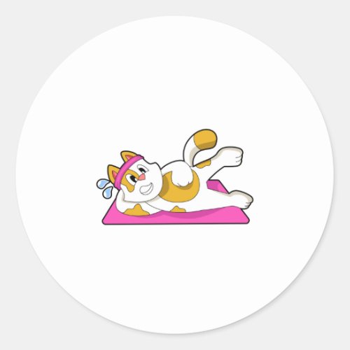Cat at Yoga Stretching exercise Classic Round Sticker