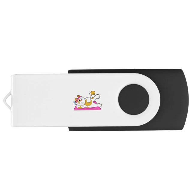 Cat at Yoga Stretching exercise Flash Drive (Back)