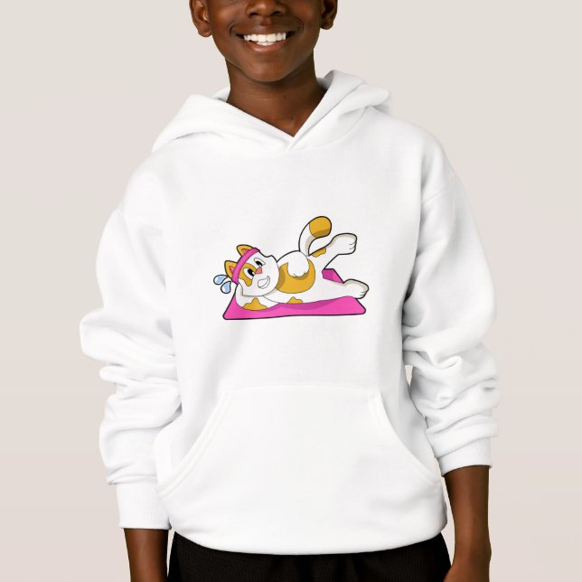 Cat at Yoga Stretching exercise Hoodie (Front)