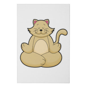 Cat at Yoga Stretching exercise in Cross legged Faux Canvas Print