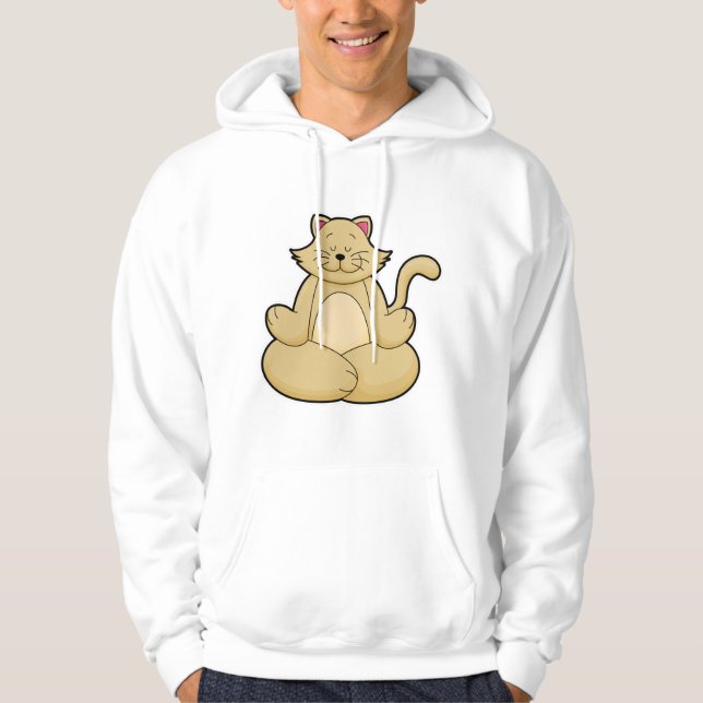 Cat at Yoga Stretching exercise in Cross legged Hoodie (Front)