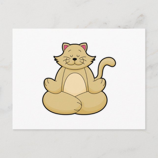 Cat at Yoga Stretching exercise in Cross legged Postcard (Front)