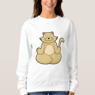 Cat at Yoga Stretching exercise in Cross legged Sweatshirt