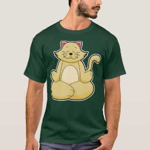 Cat at Yoga Stretching exercise in Cross legged T-Shirt