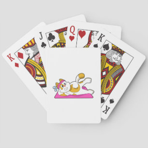 Cat at Yoga Stretching exercise Poker Cards