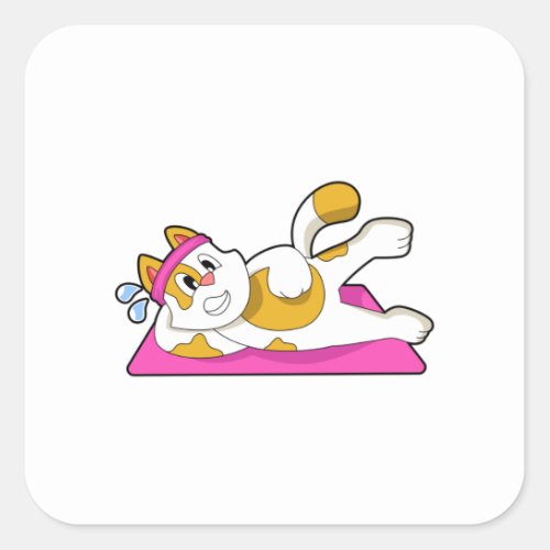 Cat at Yoga Stretching exercise Square Sticker
