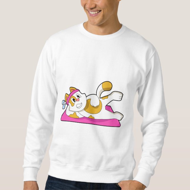 Cat at Yoga Stretching exercise Sweatshirt (Front)