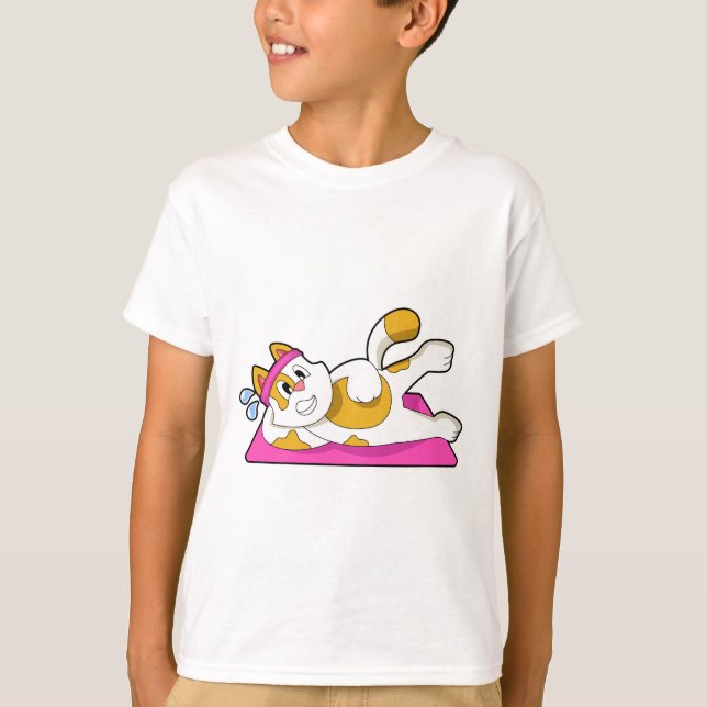 Cat at Yoga Stretching exercise T-Shirt (Front)