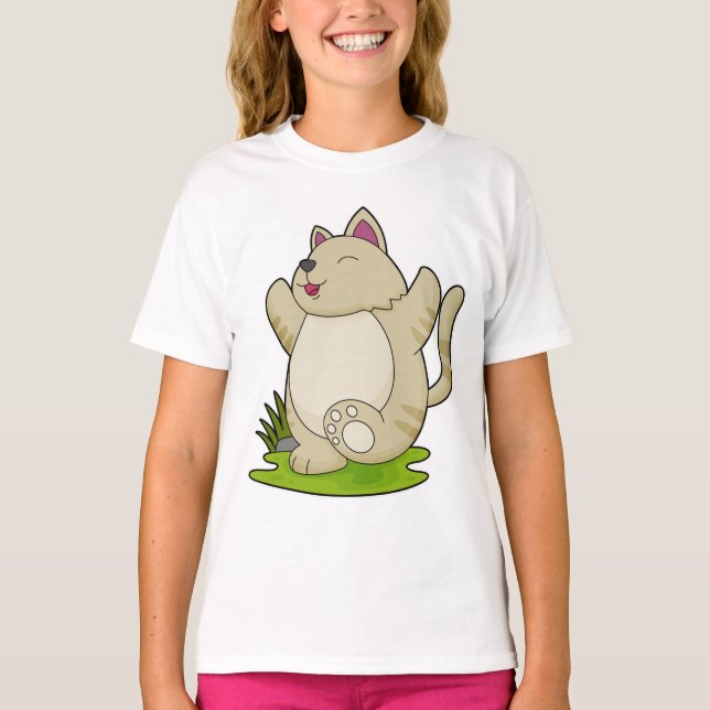 Cat at Yoga T-Shirt (Front)