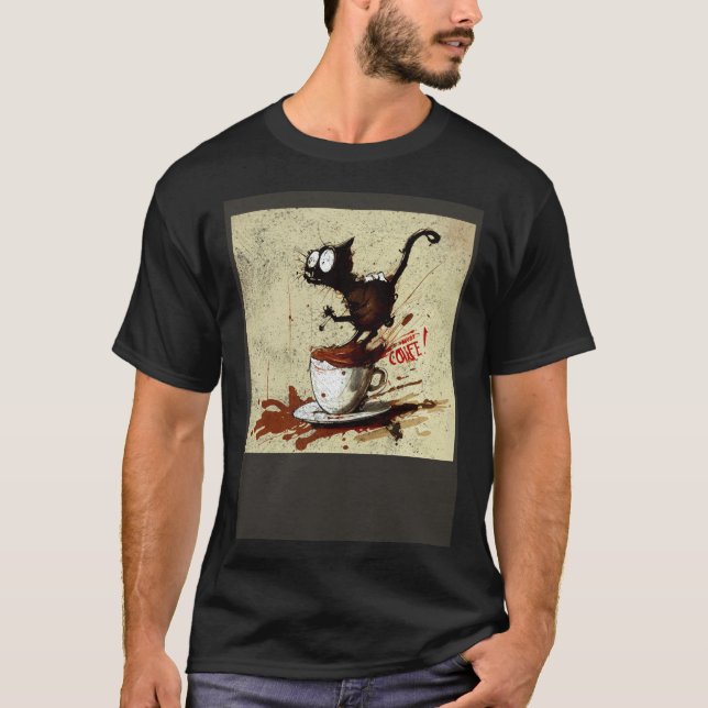 Cat Attack Coffee T-Shirt (Front)
