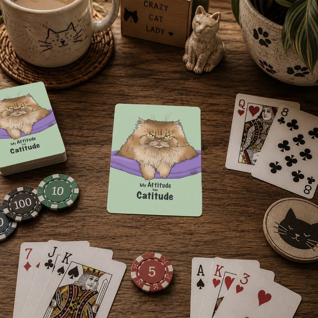 Cat Attitude Funny Poker Cards (Creator Uploaded)