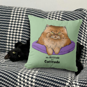 Cat Attitude Funny Throw Pillow