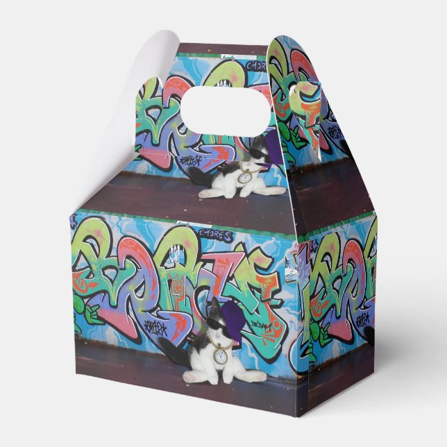 Cat Attitude.....Kitten and Graffiti Wall Favor Boxes (Front Side)