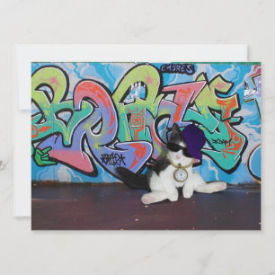 Cat Attitude.....Kitten and Graffiti Wall Invitation