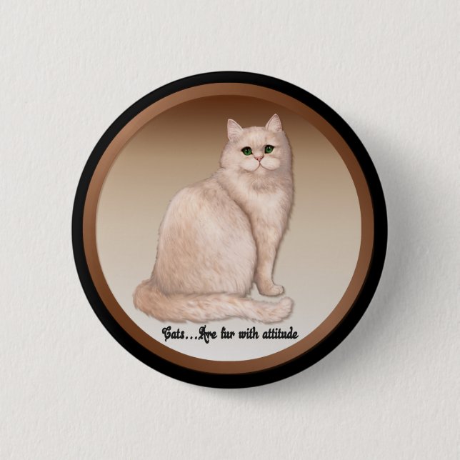 Cat Attitude Pinback Button (Front)