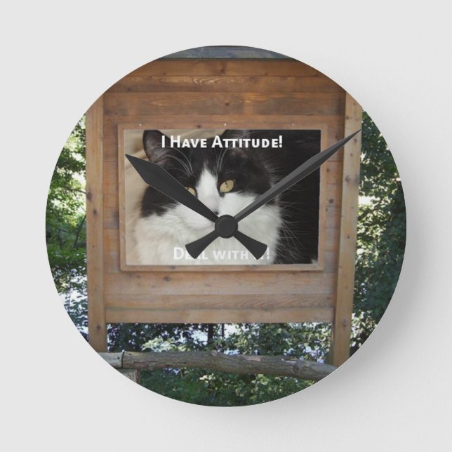 Cat Attitude Round Clock (Front)