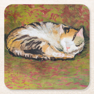 Cat, August Macke Square Paper Coaster
