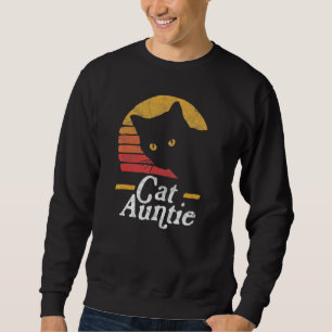 Cat Aunt Vintage Eighties Style Sun Cat Retro Dist Sweatshirt