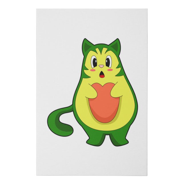 Cat Avocado Faux Canvas Print (Front)