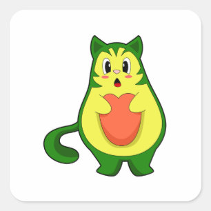 Cat Avocado Square Sticker