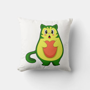 Cat Avocado Throw Pillow