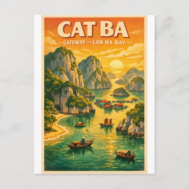 Cat Ba Island, Hai Phong, Vietnam, in a classic Postcard (Front)