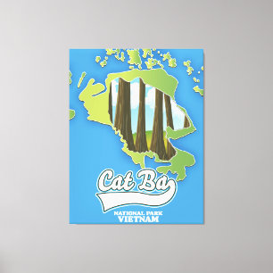cat ba national park vietnam travel map canvas print
