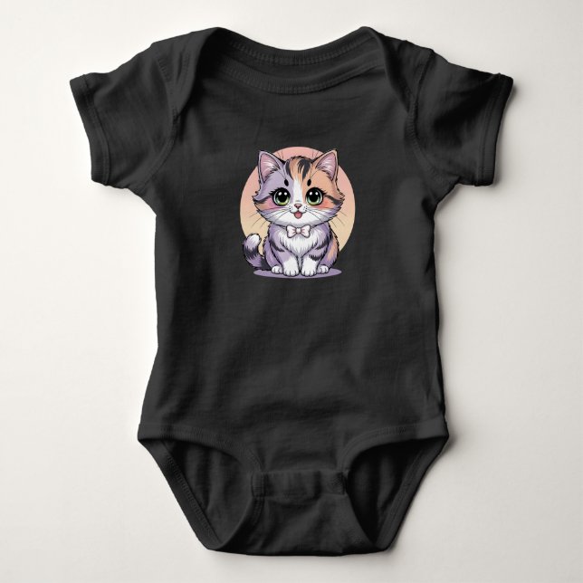  Cat Baby Bodysuit Cute Kitten Green Eyes Infant (Front)