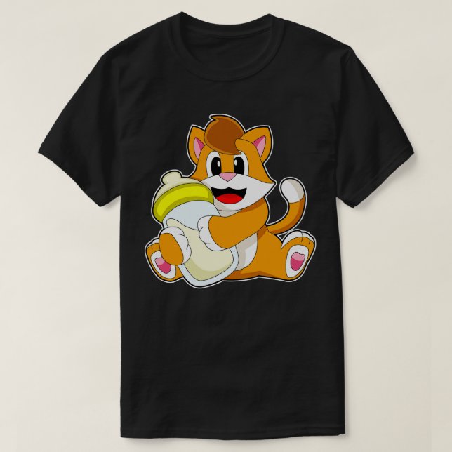 Cat Baby bottle Milk T-Shirt (Design Front)