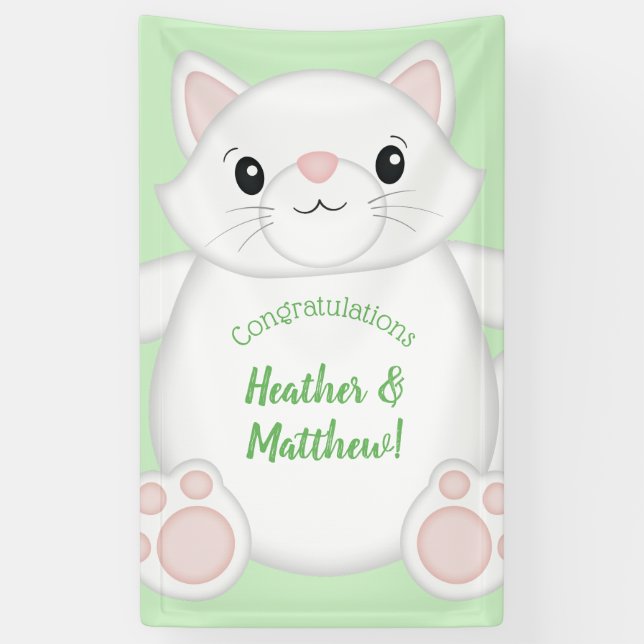 Cat Baby Shower Kitty Banner (Vertical)