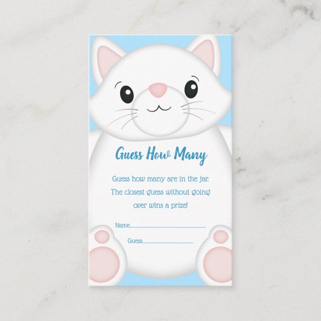 Cat Baby Shower Kitty Blue Enclosure Card (Front)