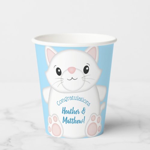 Cat Baby Shower Kitty Blue Paper Cups