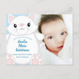 Cat Baby Shower Kitty Blue Postcard