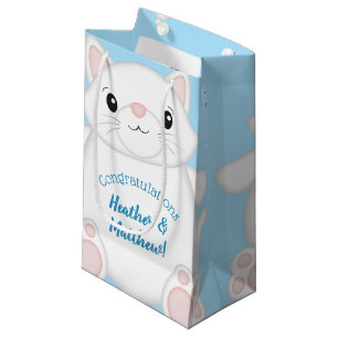 Cat Baby Shower Kitty Blue Small Gift Bag