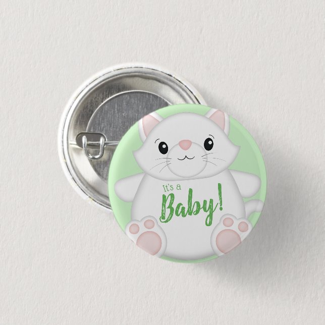 Cat Baby Shower Kitty Button (Front & Back)