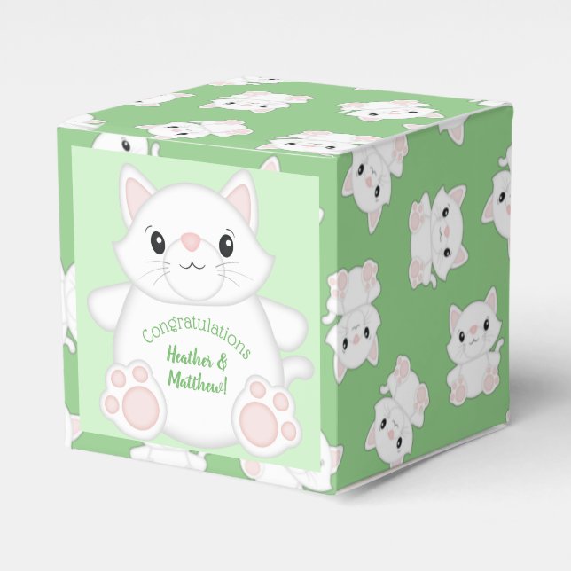 Cat Baby Shower Kitty Favor Boxes (Front Side)