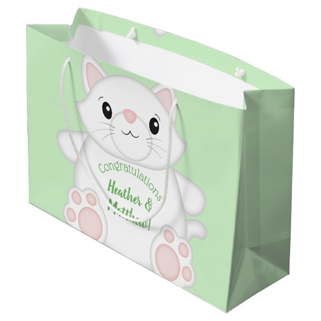 Cat Baby Shower Kitty Large Gift Bag (Back Angled)