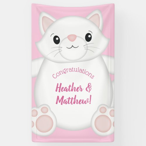 Cat Baby Shower Kitty Pink Banner