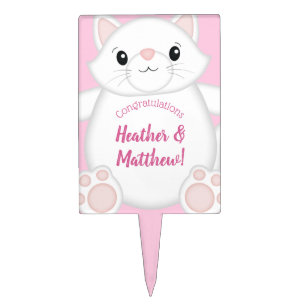 Cat Baby Shower Kitty Pink Cake Topper