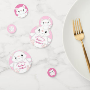 Cat Baby Shower Kitty Pink Confetti