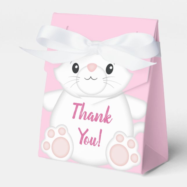 Cat Baby Shower Kitty Pink Favor Boxes (Front Side)
