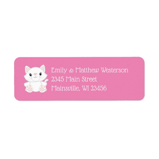 Cat Baby Shower Kitty Pink Label (Front)
