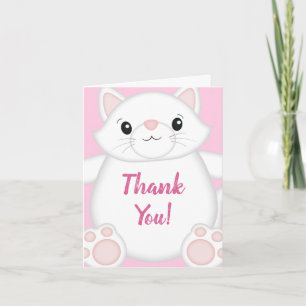 Cat Baby Shower Kitty Pink Thank You Card