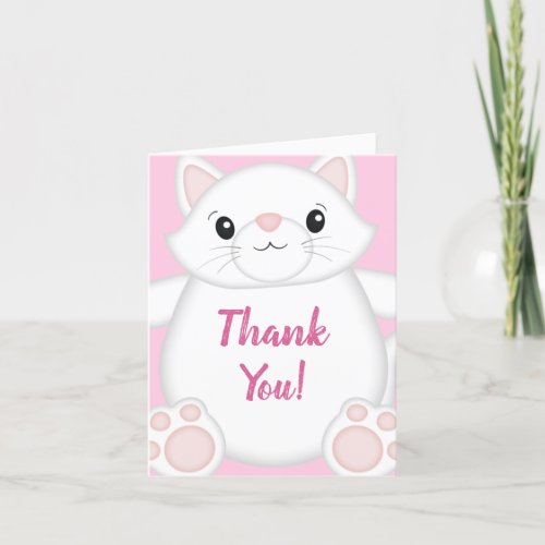 Cat Baby Shower Kitty Pink Thank You Card