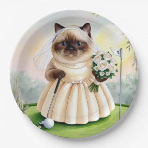 Cat Bachelorette Party on putting green Paper Plates